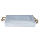 Silver Metal Tray with Rope Handles