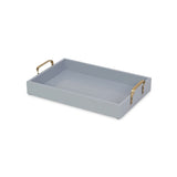 Light Gray Wooden Tray with Gold Handles