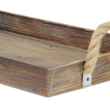 Black Wooden Tray with Rope Handles