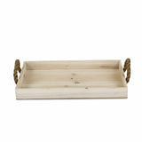 Natural Wooden Tray with Rope Handles