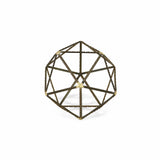 8" Brown and Gold Metal Hand Painted Geometric Orb Tabletop Sculpture