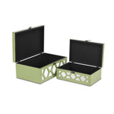 Set of Green Quatrefoil Mirror Jewelry Storage Boxes