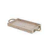 Light Gray Wooden Tray with Rope Handles