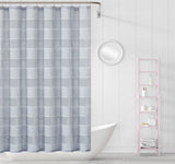 Silver Striped Embroidered Shower Curtain