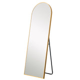 Narrow Gold Arched Full-length Floor Mirror with Stand