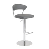 30" Gray And Silver Steel Swivel Low Back Bar Height Bar Chair