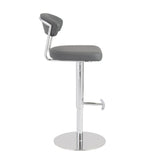 30" Gray And Silver Steel Swivel Low Back Bar Height Bar Chair