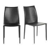 Set of Two Premium All Black Stacking Dining Chairs