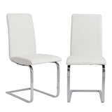 Set of Two Mod Light Gray and Silver Dining Chairs