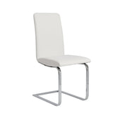 Set of Two Mod White and Silver Dining Chairs