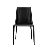 Sleek All Black Faux Leather Dining or Side Chair