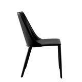 Sleek All Black Faux Leather Dining or Side Chair