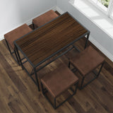 Modern Geo Brown and Walnut Five Piece Bar Set