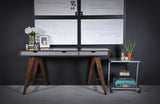 Modern Geo Black and Walnut Bar Dining Table