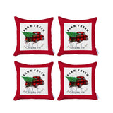 Set Of Four 18 X 18 Red Plaid Zippered Polyester Christmas Tree Throw Pillow