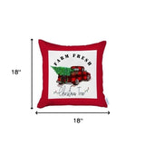 Set Of Four 18 X 18 Red Plaid Zippered Polyester Christmas Tree Throw Pillow