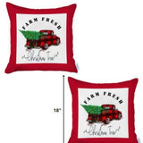 Set of 2 Christmas Buffalo Check Pick Up Truck Pillow Covers