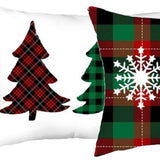 Set of 2 Christmas Snowflake Trio Plaid Lumbar Pillow Covers