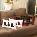 Set of 4 Christmas Snowflake Trio Plaid Lumbar Pillow Covers