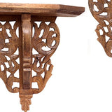 Set of 2 Boho Chic Carved Wood Wall Shelves