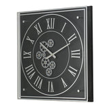 Vintage Style Gears Black and Silver Square Wall Clock