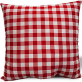 17" X 17" Red Gray And White Zippered 100% Cotton Plaid Throw Pillow Cover