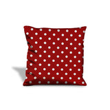 17" X 17" Red And White Zippered 100% Cotton Polka Dots Throw Pillow Cover