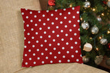 14" X 20" Red And White Zippered 100% Cotton Polka Dots Lumbar Pillow Cover