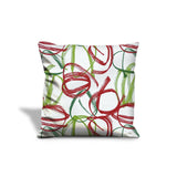 17" X 17" Red Gray And White Zippered 100% Cotton Abstract Throw Pillow Cover