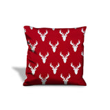 14" X 20" Red And White Zippered Christmas Reindeer Lumbar Indoor Outdoor Pillow Cover