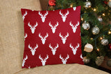 17" X 17" Red Gray And White Reindeer Zippered 100% Cotton Animal Print Throw Pillow Cover