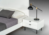 White Matte Contemporary Nightstand with Two Drawers