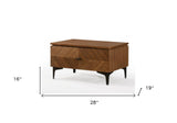 Modern Walnut Nightstand with Two Integrated Drawers