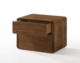 Modern Walnut Brown Nightstand with Two Drawers