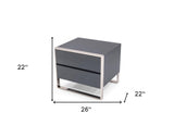 Contemporary LED Lit Walnut Nightstand with One Drawer