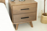 Modern Gray and Stainless Steel Nightstand With Two Drawers