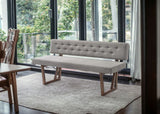 63" Gray and Brown Upholstered Linen Blend Dining Bench