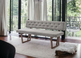 63" Gray and Brown Upholstered Linen Blend Dining Bench