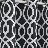 84" Jet Black Trellis Black Out Window Curtain Panel