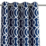 84" Navy Blue Trellis Black Out Window Curtain Panel