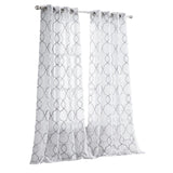 84” Silver Trellis Pattern Embroidered Window Curtain Panel