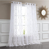 84” Silver Trellis Pattern Embroidered Window Curtain Panel