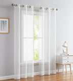 Set of Two 96" White Sprinkled Embellishment Window Curtain Panels