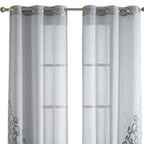 Set of Two 96" Silver Velvet Applique Window Panels