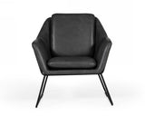 Industrial Grey Faux Leather And Black Accent Chair