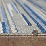 5' X 7' Blue Abstract Stain Resistant Indoor Outdoor Area Rug