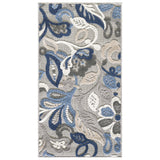 2’ x 4’ Blue Gray Jacobean Floral Indoor Outdoor Area Rug