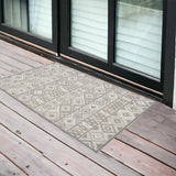 2' X 4' Gray And Ivory Southwestern Stain Resistant Indoor Outdoor Area Rug