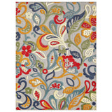 3' X 5' Ivory And Blue Floral Stain Resistant Indoor Outdoor Area Rug