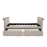 Twin Tufted Beige Upholstered Polyester Blend Bed